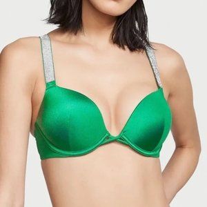 Victoria's Secret Shine Strap Bombshell Add 2 Cups Push Up Bikini Swim Top 32C